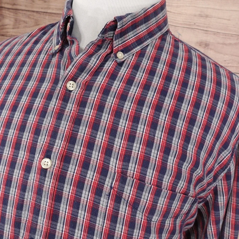 Chaps Shirt Mens XL Blue Red Plaid Button Down Long Sleeve Classic Cotton Casual